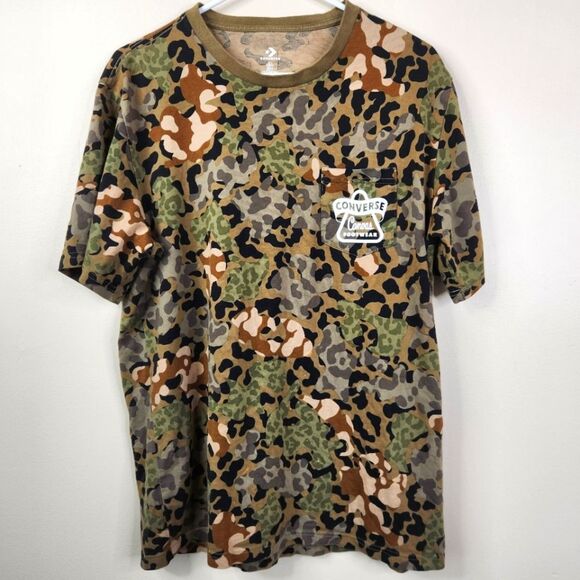 Converse Short Sleeve Camo Print Double Sided Crewneck Graphic Tee Large - Picture 1 of 8